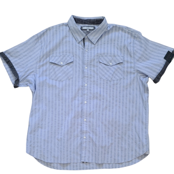 Paper Denim & Cloth Men's Blue Short Sleeve Button Down Shirt - Picture 3 of 7